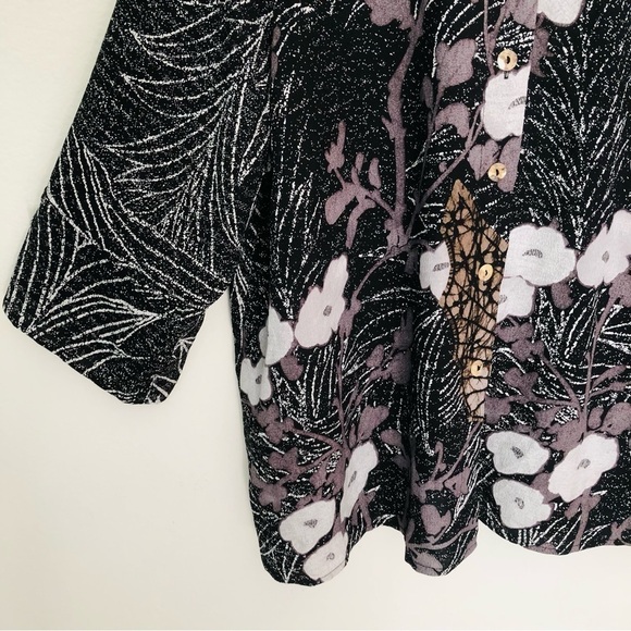 Citron Silk Floral Three Quarter Sleeve Tunic - Picture 8 of 16